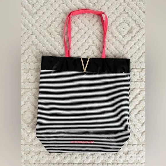 Victoria’s Secret Black & White Striped Tote Bag - Picture 8 of 9
